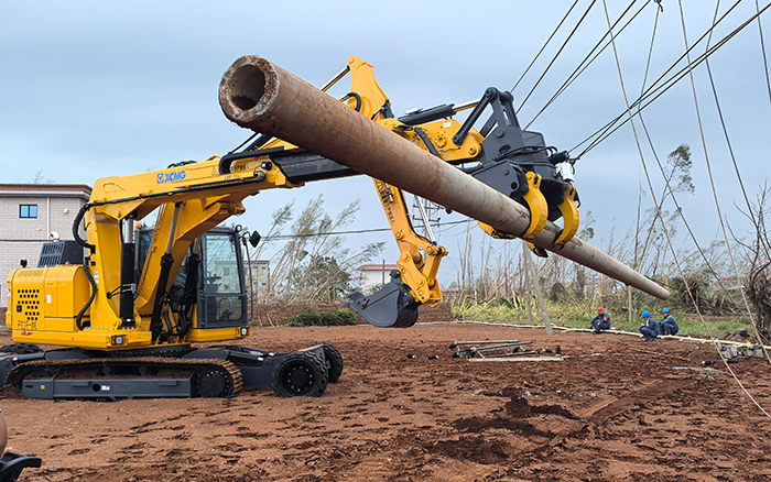 “摩羯”来袭，九游娱乐开挖立杆一体机跑赢时间助力抗灾复电抢修