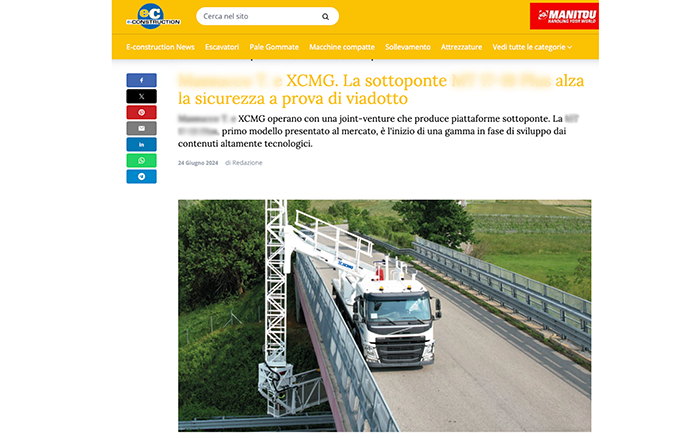 欧洲媒体e-CONSTRUCTION点赞九游娱乐桥梁检测车